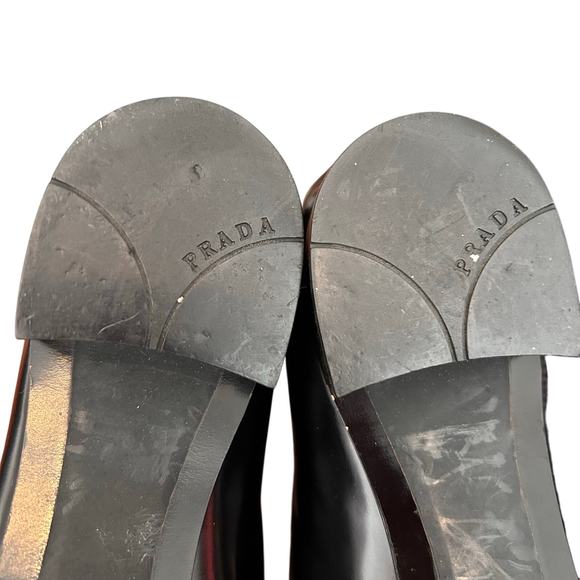 PRADA Vintage Black Leather Buckle Loafers Size 37 - Picture 7 of 8